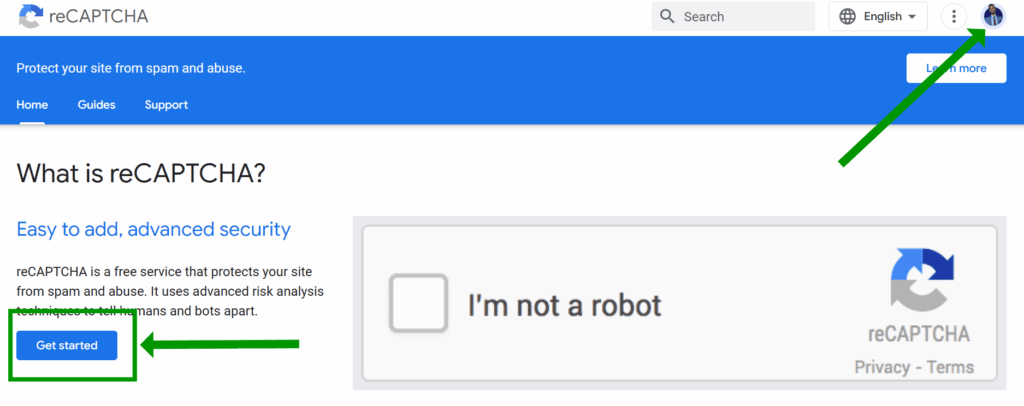 Recaptcha get started 1024x406